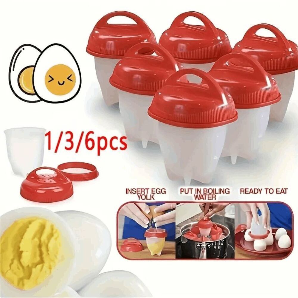 Silicone Egg Boiler Heat Resistant Cooking Cups - 6 Piece